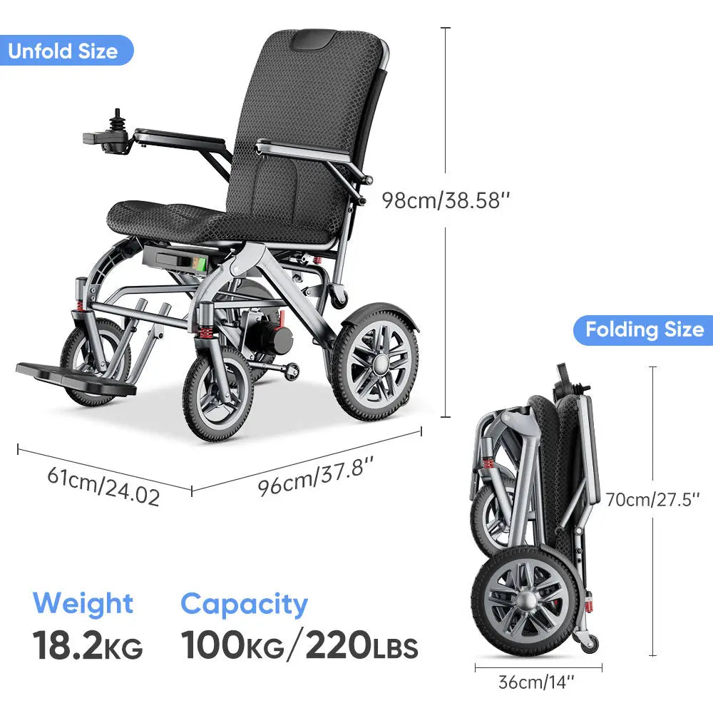 KTX-799763 Portable Lightweight Electric Wheelchair with 100kg Capacity and Foldable Aluminium Alloy Frame