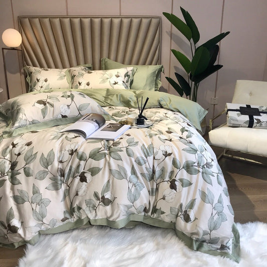 KTX-799891 Elegant 80 Tencel Luxury Bedding Set with Patch Embroidery - Multiple Designs and Sizes Available