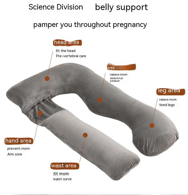KTX-800211 Detachable Multifunctional Pregnancy Pillow for Belly and Lumbar Support - 147x77cm Crystal Velvet Gray