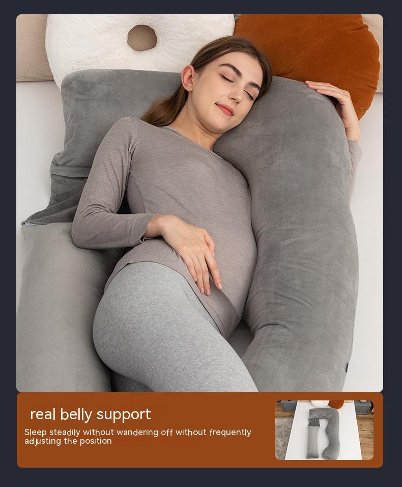 KTX-800211 Detachable Multifunctional Pregnancy Pillow for Belly and Lumbar Support - 147x77cm Crystal Velvet Gray