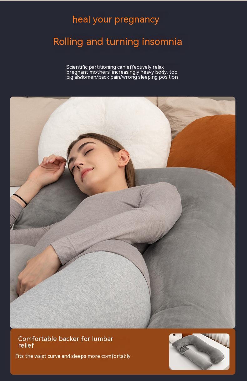 KTX-800211 Detachable Multifunctional Pregnancy Pillow for Belly and Lumbar Support - 147x77cm Crystal Velvet Gray