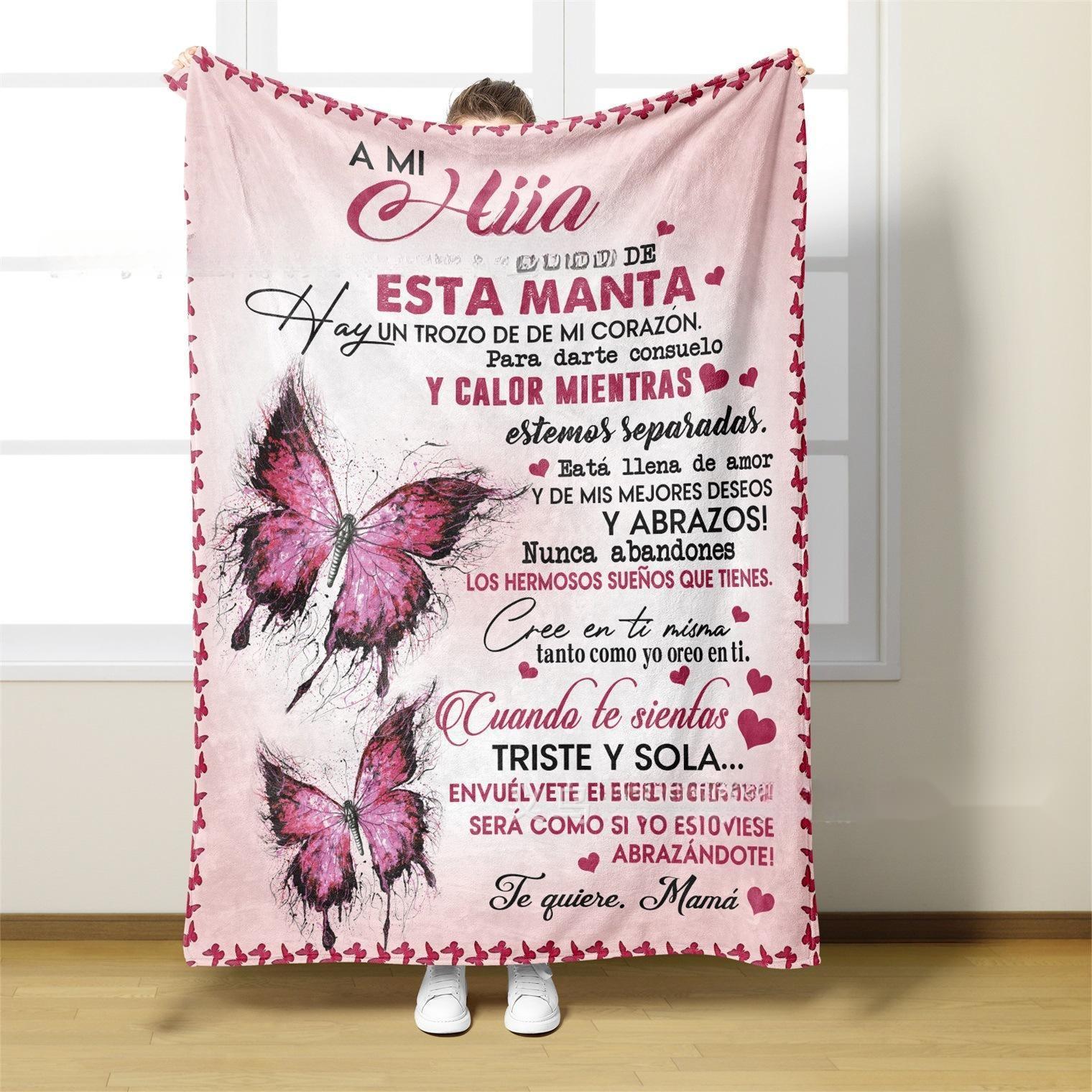 KTX-800723 Soft Polyester Envelope Letter Blanket for Bedroom - Multiple Sizes Available