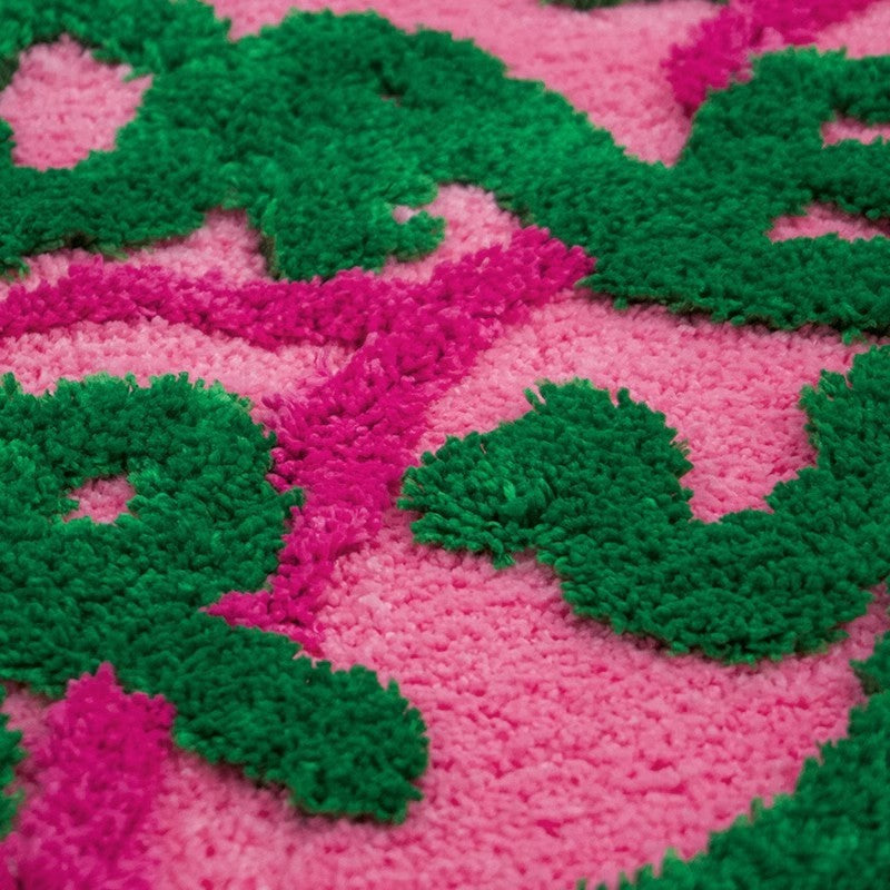 KTX-800787 Geometric Pattern Round Flocking Carpet in Haig Cake Color - 90x90cm Polyester Fiber Floor Mat