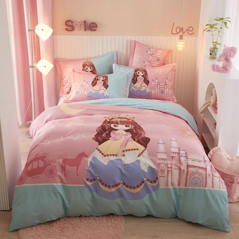 KTX-801043 Cartoon-Themed Cotton Bedding Set for Boys and Girls - Four-Piece Collection