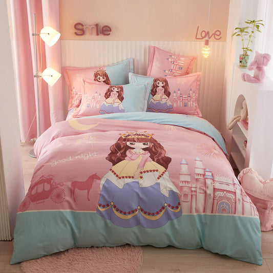 KTX-801043 Cartoon-Themed Cotton Bedding Set for Boys and Girls - Four-Piece Collection