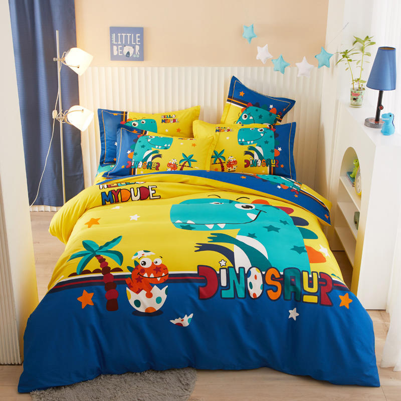 KTX-801043 Cartoon-Themed Cotton Bedding Set for Boys and Girls - Four-Piece Collection