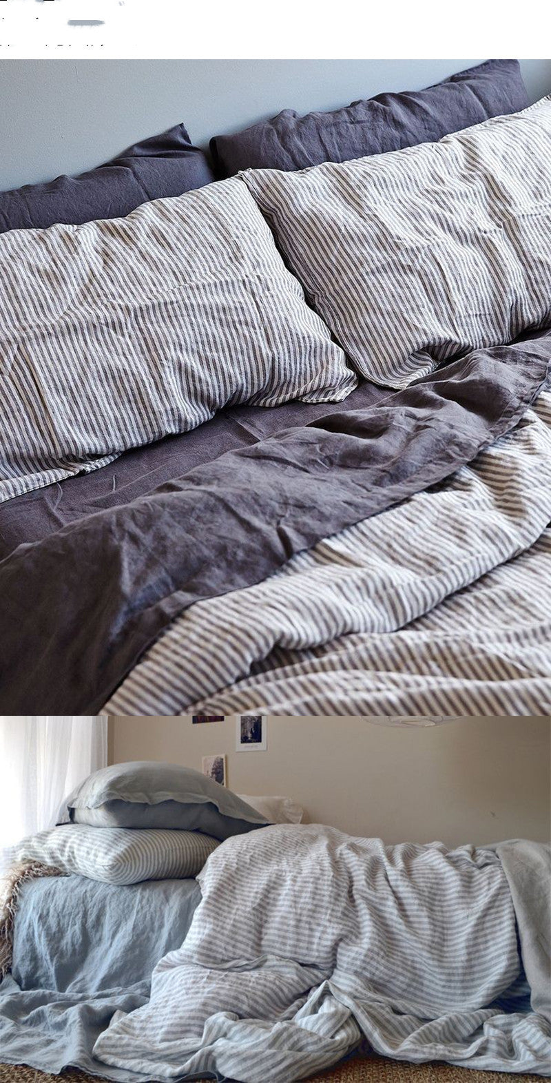 KTX-802195 Linen Washed Ramie Striped Pillow Case - 50cm x 75cm