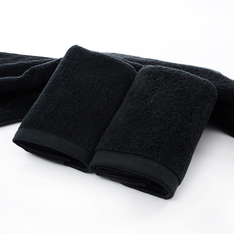 KTX-802771 Black Cotton Towels, 21 Strands, 35x75cm, Soft and Durable Material