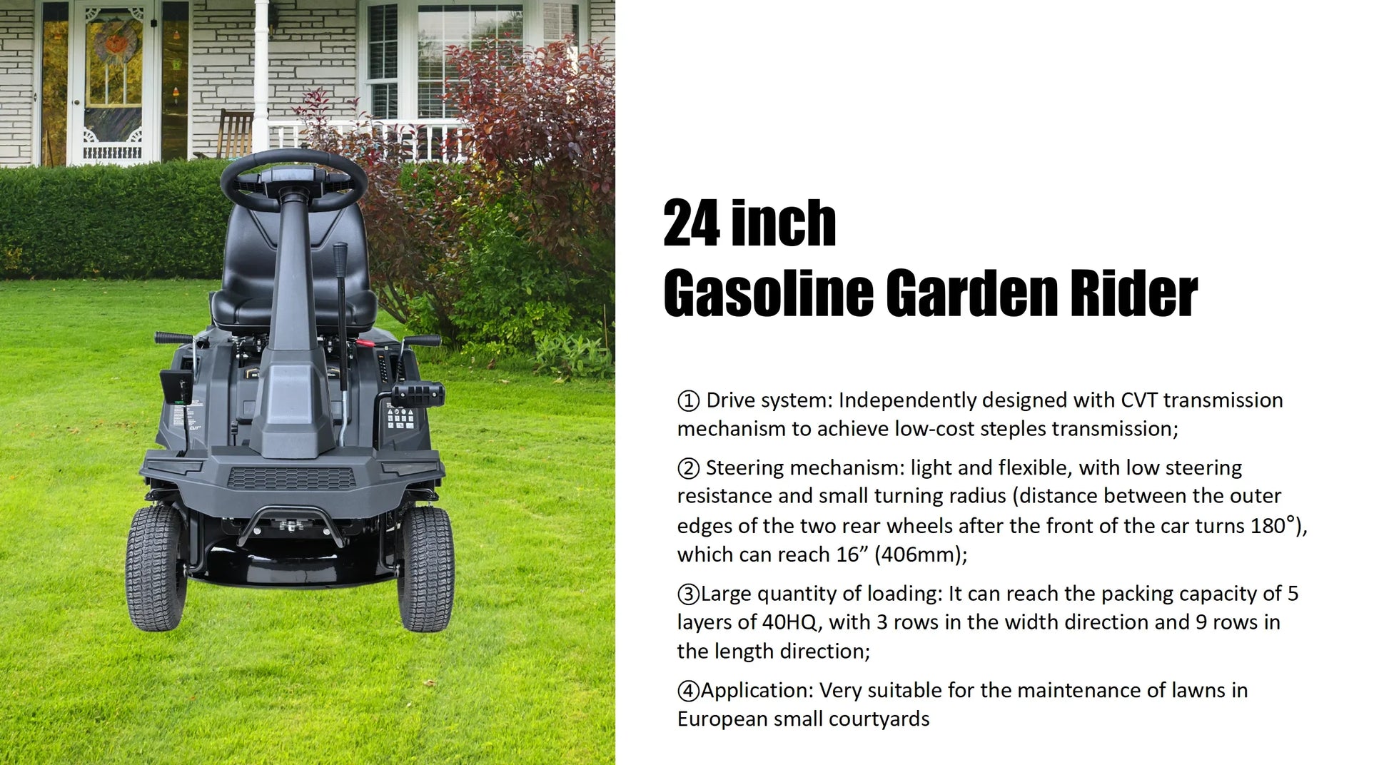 KTX-804691 LTP24 223CC 4-Stroke Petrol Riding Lawn Mower for Efficient Lawn Care