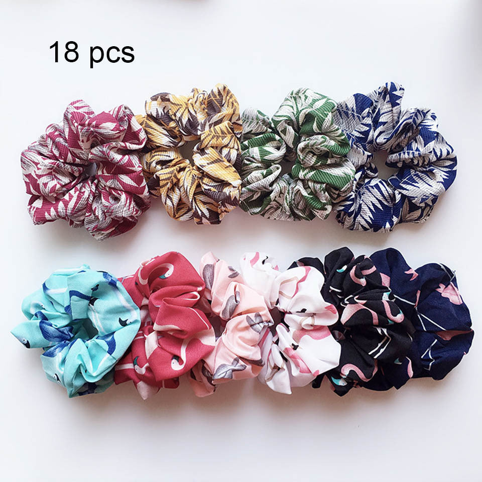 KTX-806419 Chiffon Flower Hair Band with Rubber Band - Bright Floral Accessory