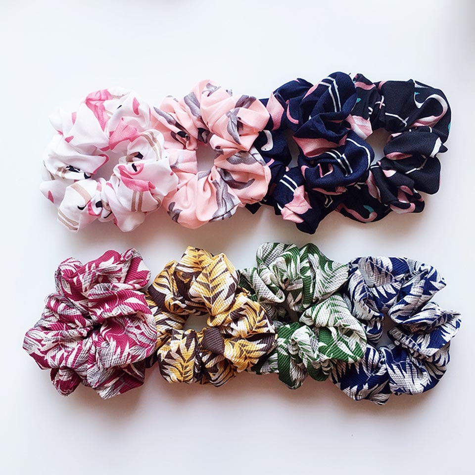 KTX-806419 Chiffon Flower Hair Band with Rubber Band - Bright Floral Accessory