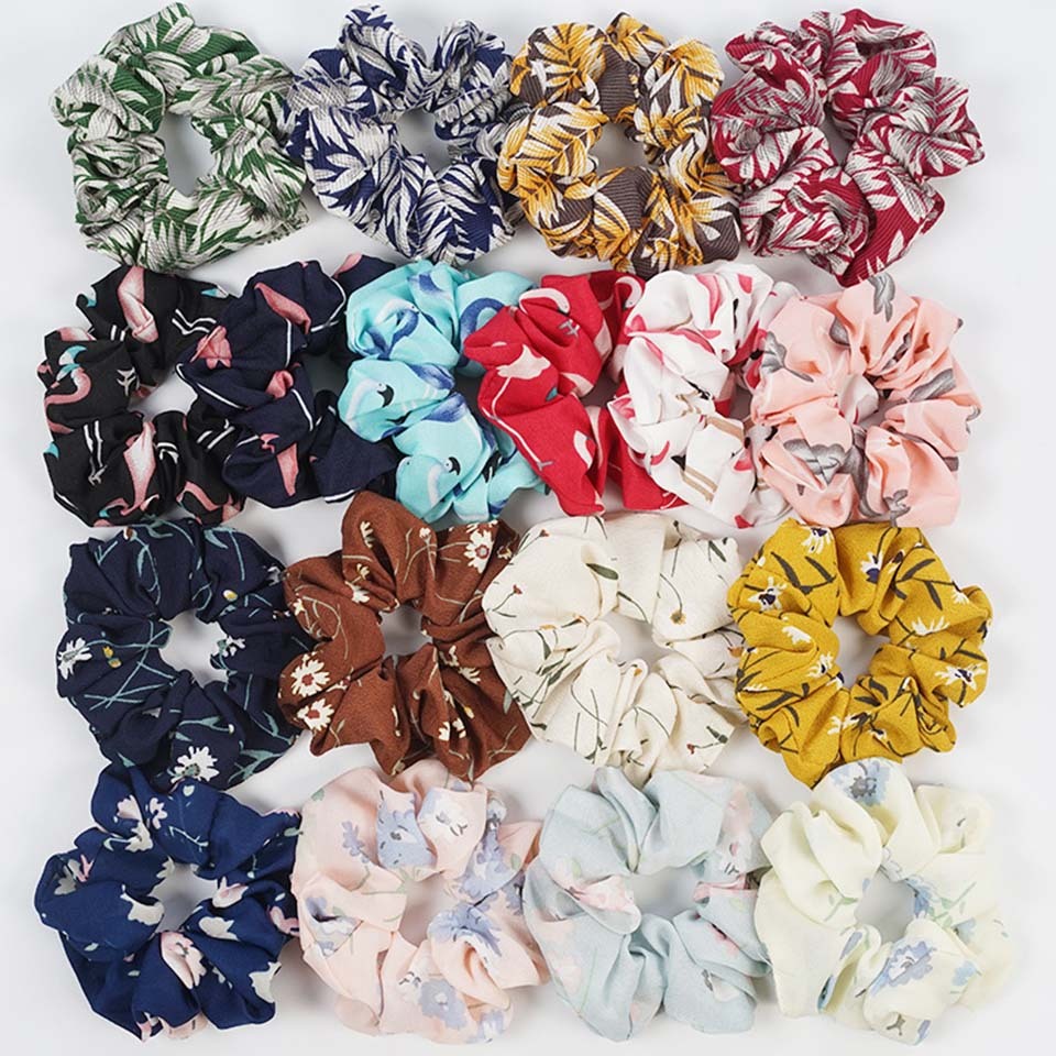 KTX-806419 Chiffon Flower Hair Band with Rubber Band - Bright Floral Accessory