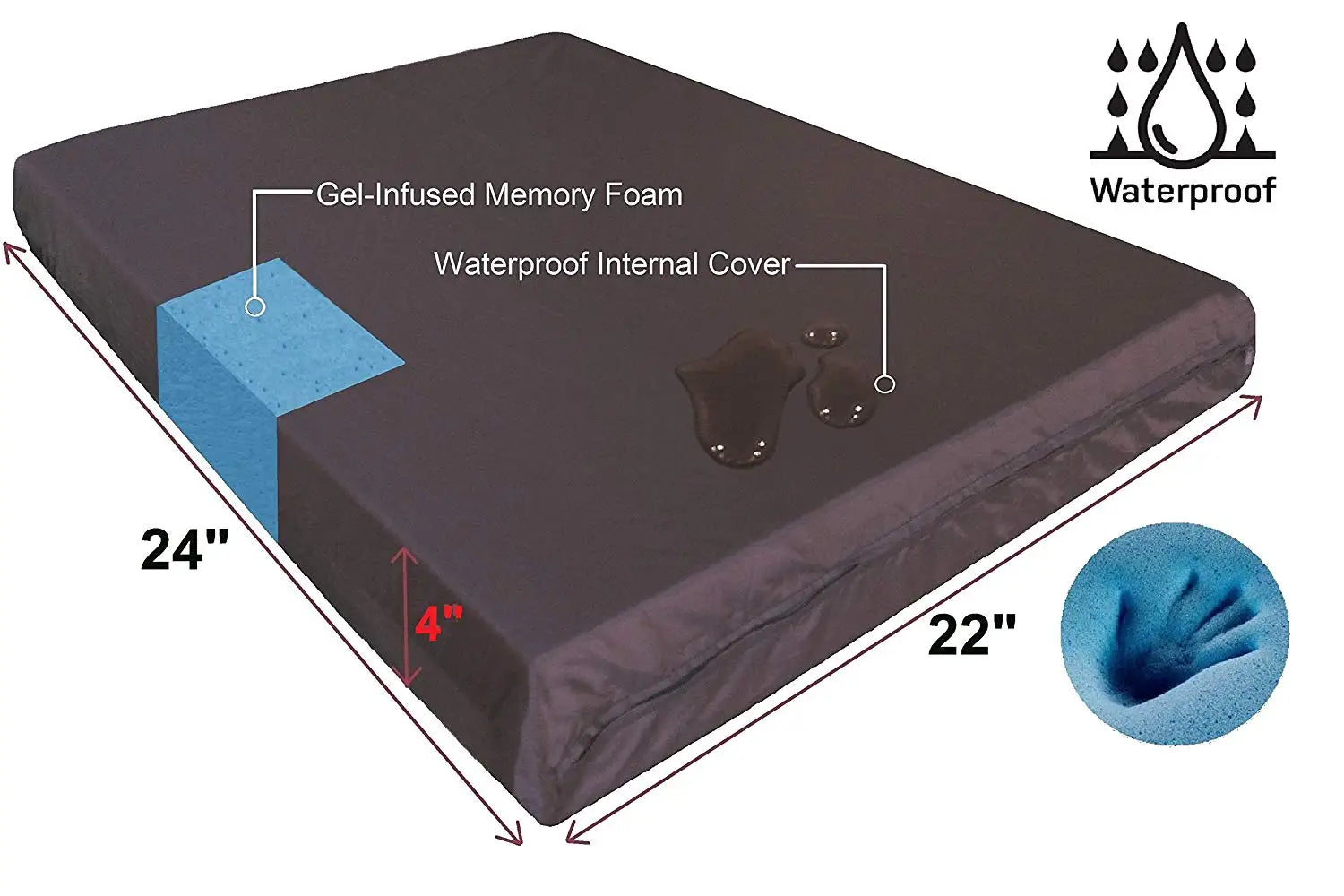 KTX-806995 Waterproof Cooling Memory Foam Seat Cushion for Comfort and Support in Office and Outdoor Use