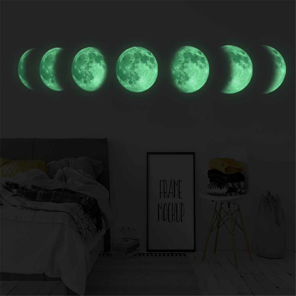 KTX-807571 Luminous Moon Map Wall Stickers for Modern Bedroom Décor