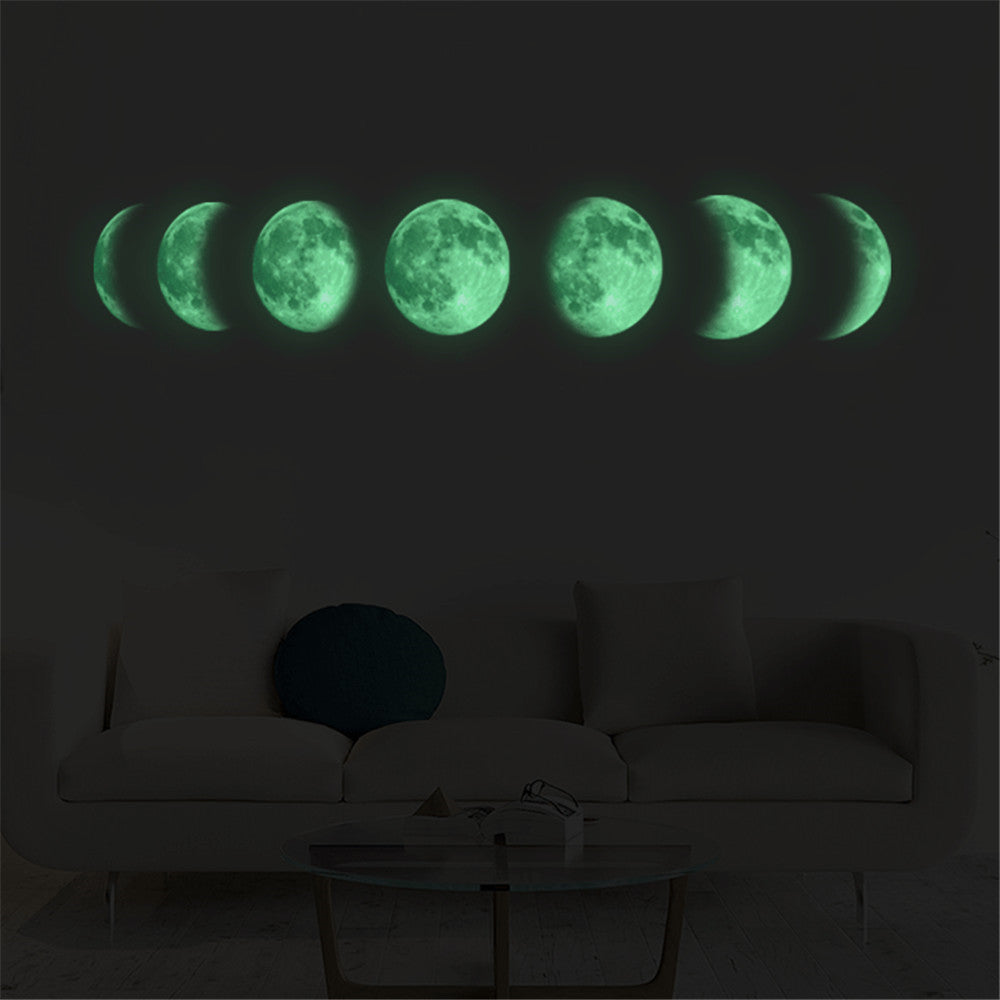 KTX-807571 Luminous Moon Map Wall Stickers for Modern Bedroom Décor