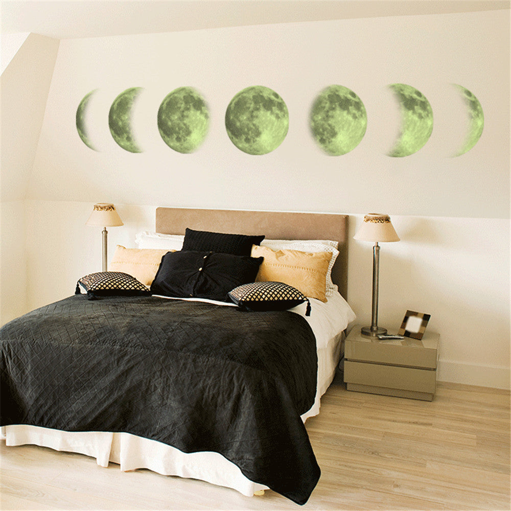 KTX-807571 Luminous Moon Map Wall Stickers for Modern Bedroom Décor