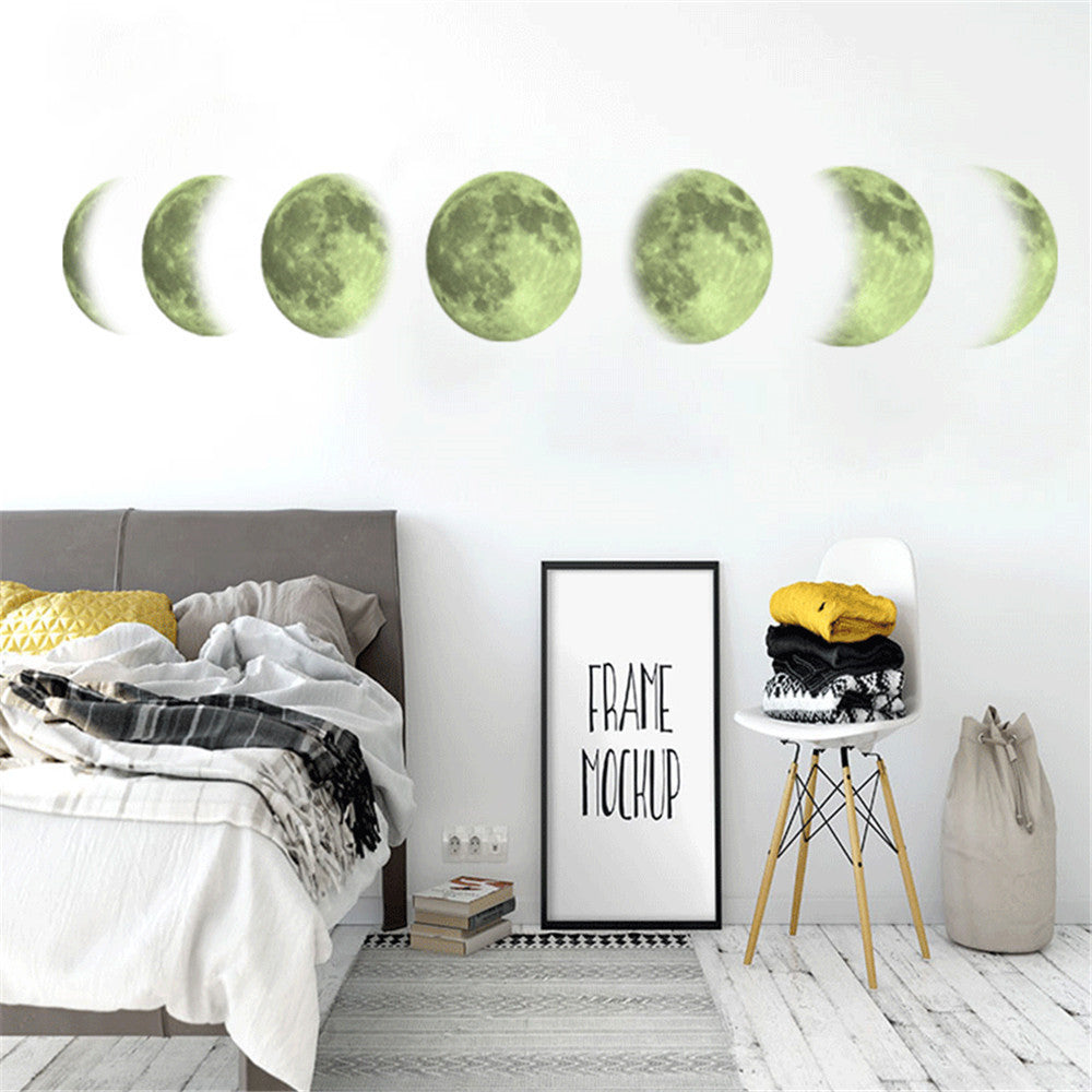 KTX-807571 Luminous Moon Map Wall Stickers for Modern Bedroom Décor