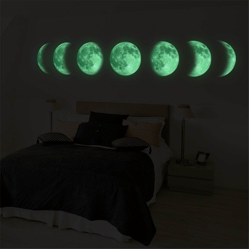KTX-807571 Luminous Moon Map Wall Stickers for Modern Bedroom Décor