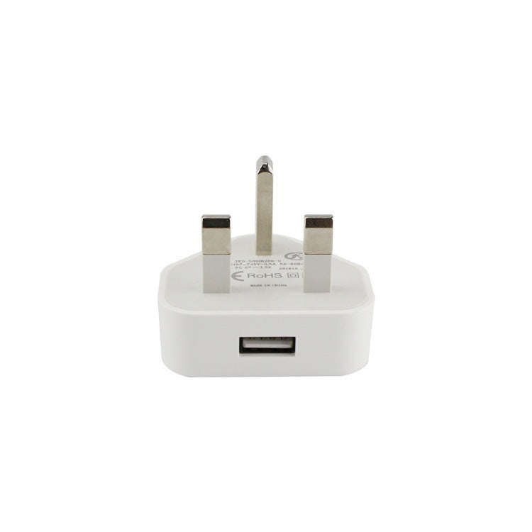 KTX-807699 5V1A British Standard Tripod USB Mobile Phone Charger Adapter, White/Black - Short Circuit & Overcurrent Protection, CE FCC ROHS Certified
