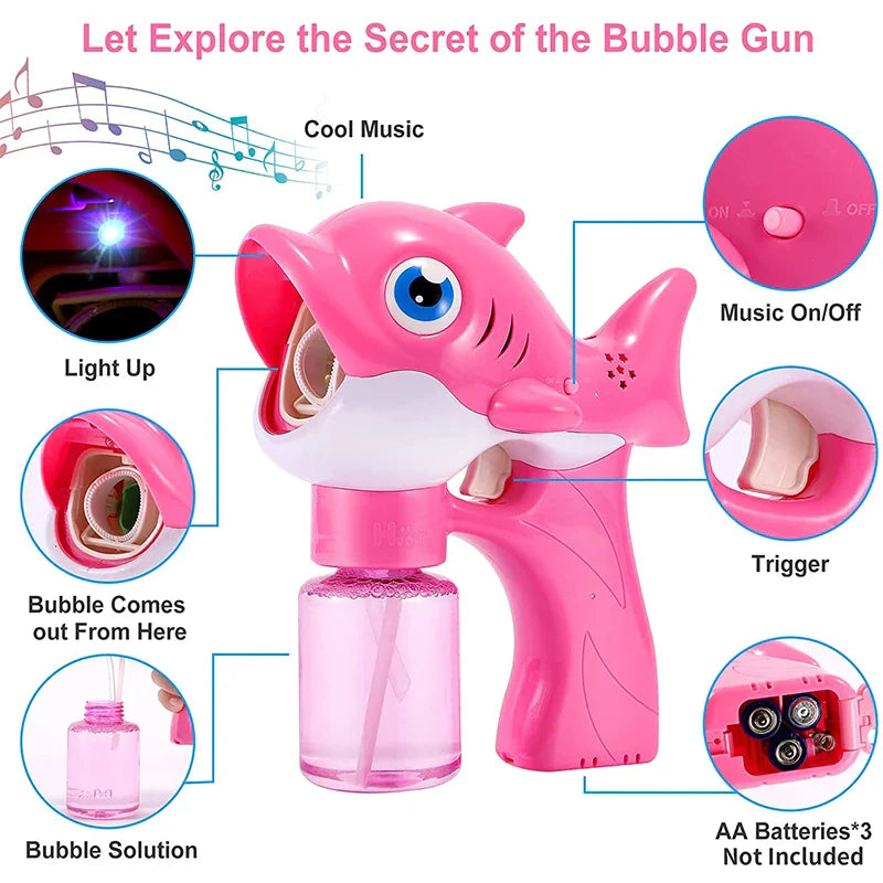 KTX-807891 Big Bubble Cartoon Shark & Dolphin Bubble Machine with Light & Music for Kids