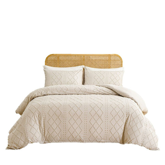 KTX-808595 Solid Color Tufted Quilt Set with Pillowcases - Multiple Sizes Available