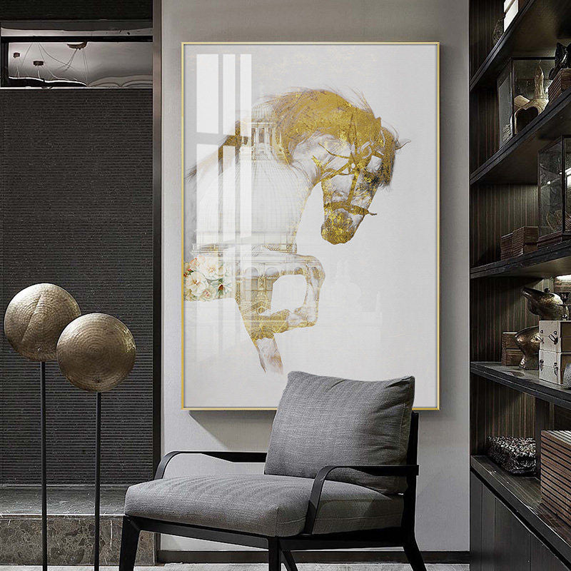 KTX-808723 Galloping Horse Modern Art Canvas Painting - Oil on Non-Woven Fabric, Frameless Design, Various Sizes Available