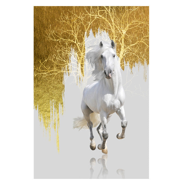 KTX-808723 Galloping Horse Modern Art Canvas Painting - Oil on Non-Woven Fabric, Frameless Design, Various Sizes Available