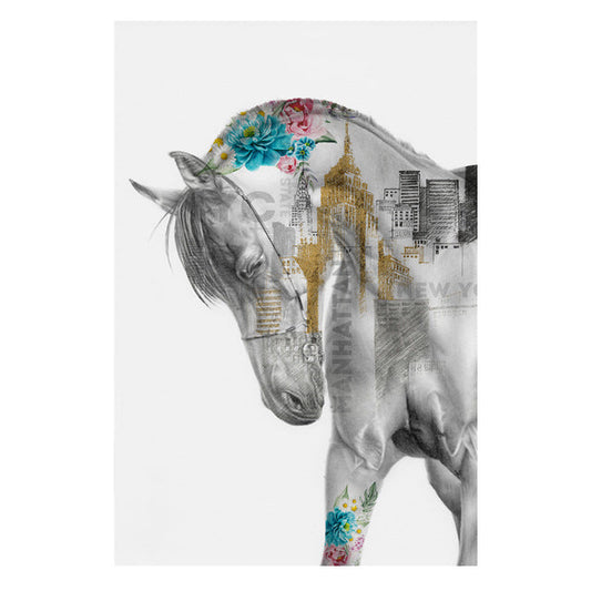 KTX-808723 Galloping Horse Modern Art Canvas Painting - Oil on Non-Woven Fabric, Frameless Design, Various Sizes Available