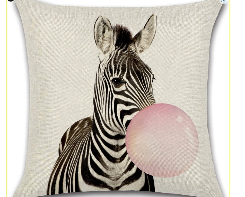 KTX-809619 Animal-Themed Linen Cushion Cover for Living Room, 45x45cm, Single-Sided Print