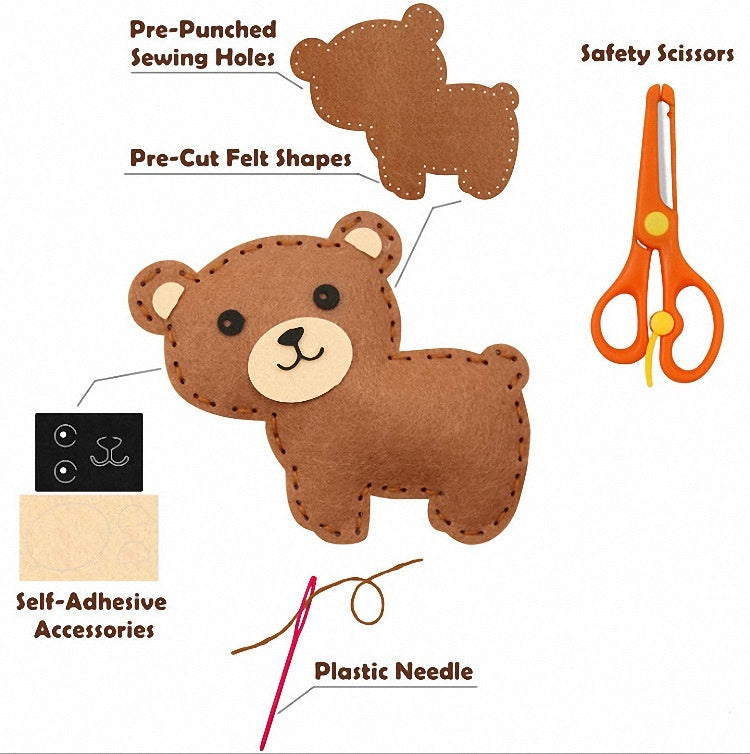 KTX-809619 DIY Children's Educational Sewing Kit - Forest Series Cotton Felt Craft Materials