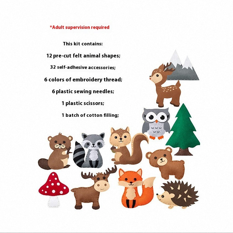 KTX-809619 DIY Children's Educational Sewing Kit - Forest Series Cotton Felt Craft Materials