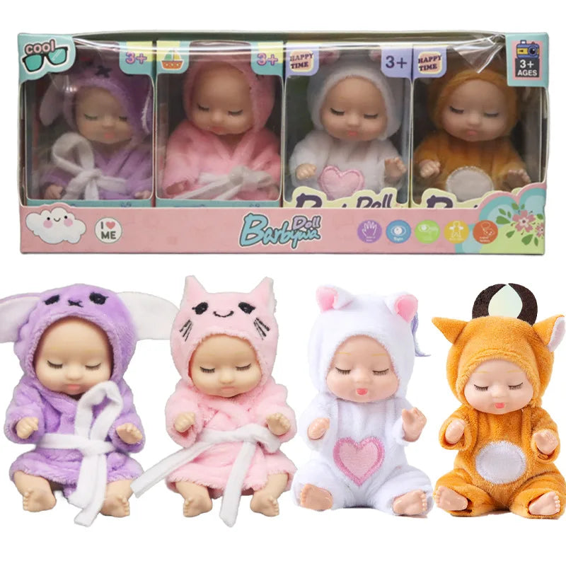 KTX-809619 Interactive Mini Bionic Doll Set - Cute PVC Cartoon Baby Dolls for Kids