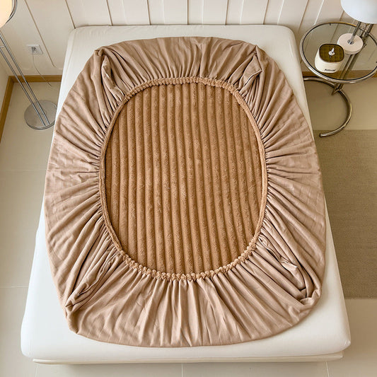 KTX-809747 Autumn and Winter Solid Color Angora Fitted Sheet for Single Beds