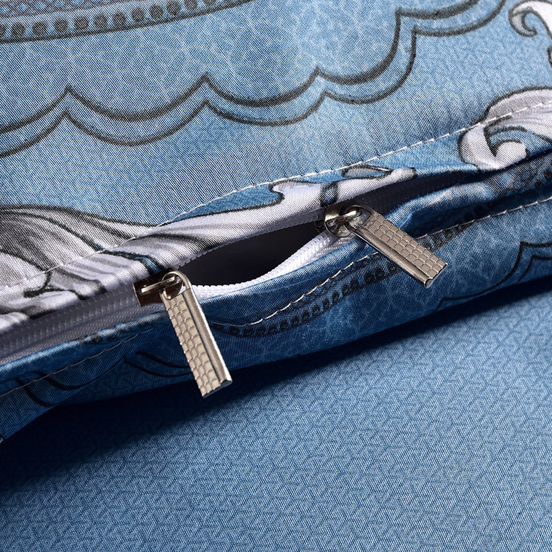 KTX-809939 Luxury Four-Piece Cotton Bed Linen Set Featuring Floral Patterns in Multiple Sizes