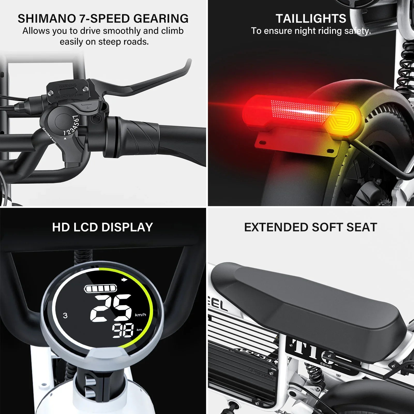 KTX-810643 16-Inch Fat Tire E-Bike with 1000W Motor, 48V Battery, 7-Speed Gears and Hydraulic Disc Brakes