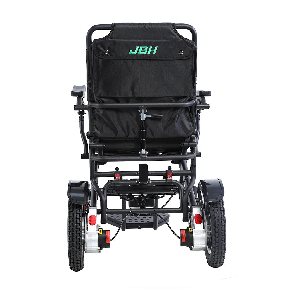KTX-810963 All Terrain Electric Wheelchair with Motorized Folding Design, 20km Driving Range, 120kg Load Capacity, Black Metal Frame