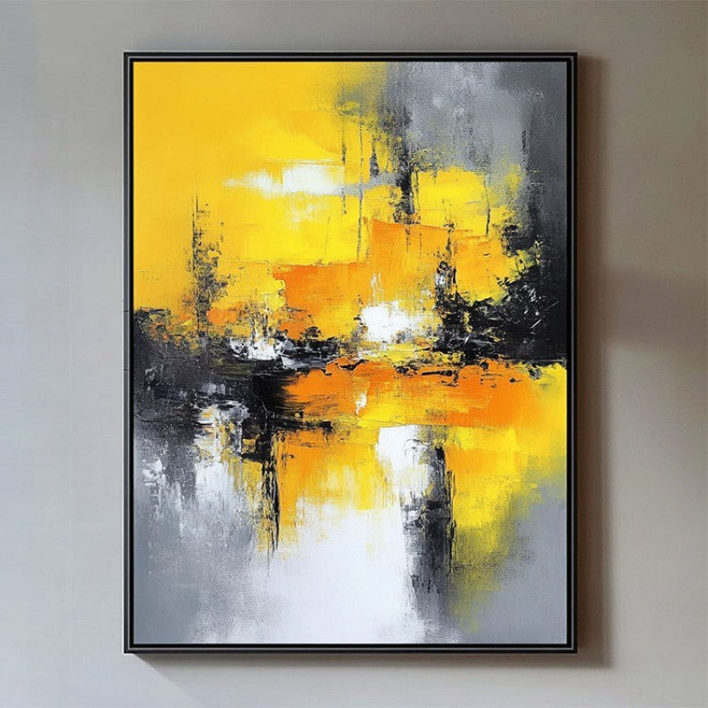KTX-811027 Hand-Painted Large Yellow Abstract Canvas Oil Painting for Living Room Decor