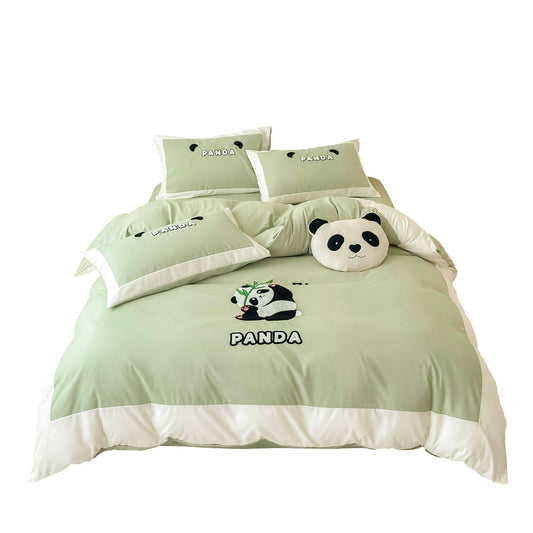 KTX-811411 Cotton Anime Cartoon Four-Piece Bedding Set with Fitted Sheet and Duvet Cover