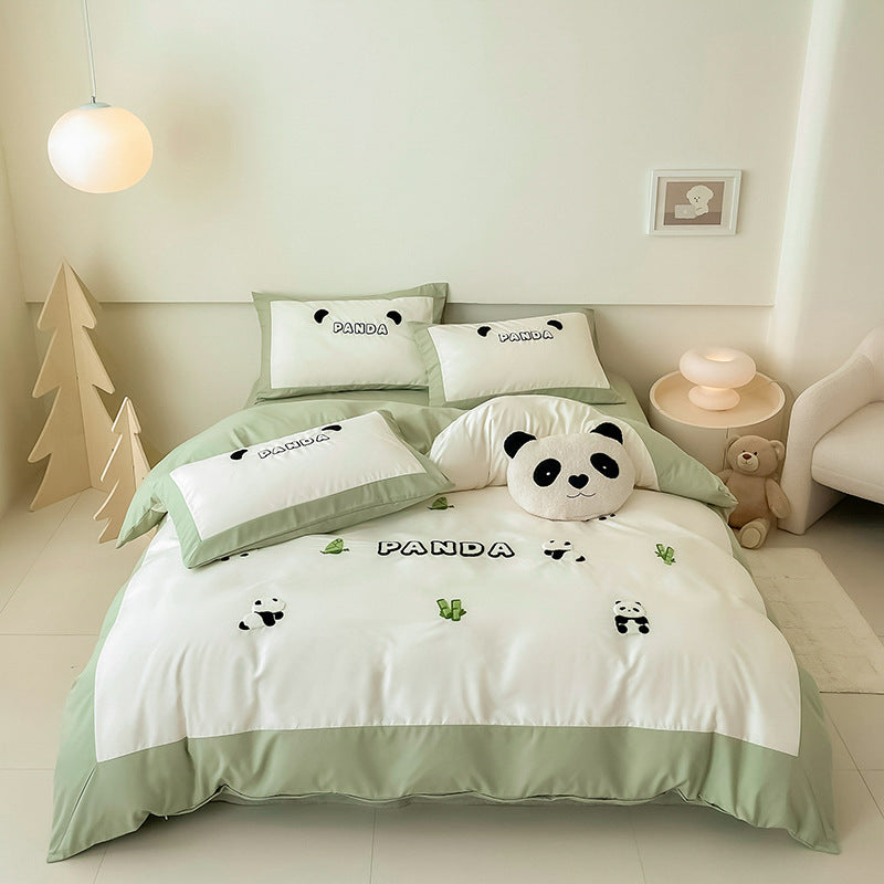 KTX-811411 Cotton Anime Cartoon Four-Piece Bedding Set with Fitted Sheet and Duvet Cover