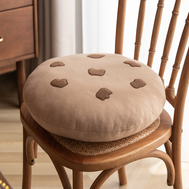 KTX-812563 Cookie Shape Dining Chair Cushion - Plush Seat Cushion in Coffee and Milk Coffee Colors, Round and Square Styles