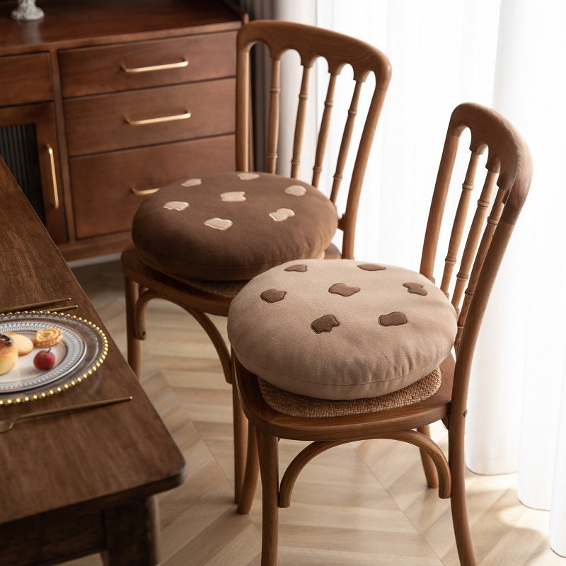 KTX-812563 Cookie Shape Dining Chair Cushion - Plush Seat Cushion in Coffee and Milk Coffee Colors, Round and Square Styles