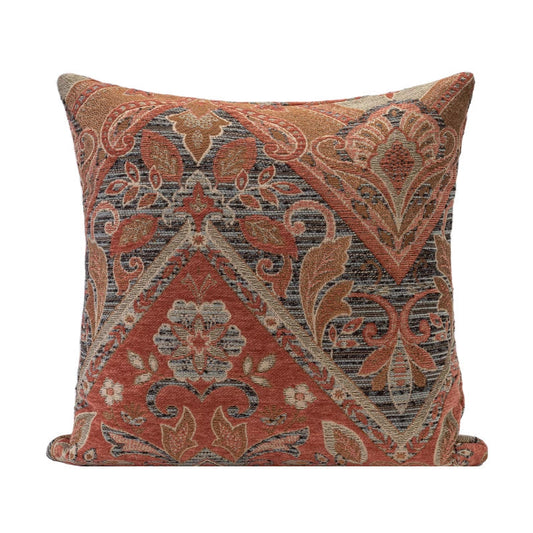 KTX-813075 Bohemian Retro Floral Square Pillow Cover for Living Room Decor