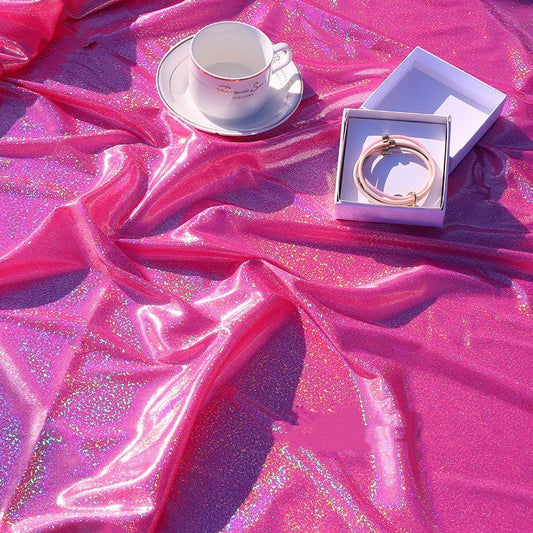 KTX-813075 Colorful Laser Phantinoll Knitted Cloth with Shining Dots - 100% Polyester, 1.5m Wide for Costumes and Filming
