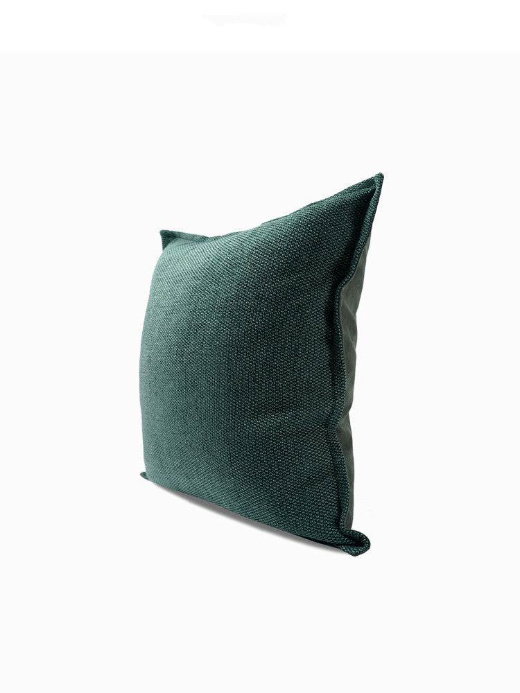 KTX-813075 Modern Dark Green Cotton and Linen Square Pillow - Multiple Sizes Available