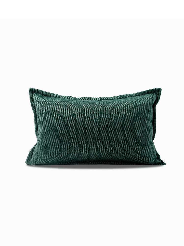 KTX-813075 Modern Dark Green Cotton and Linen Square Pillow - Multiple Sizes Available