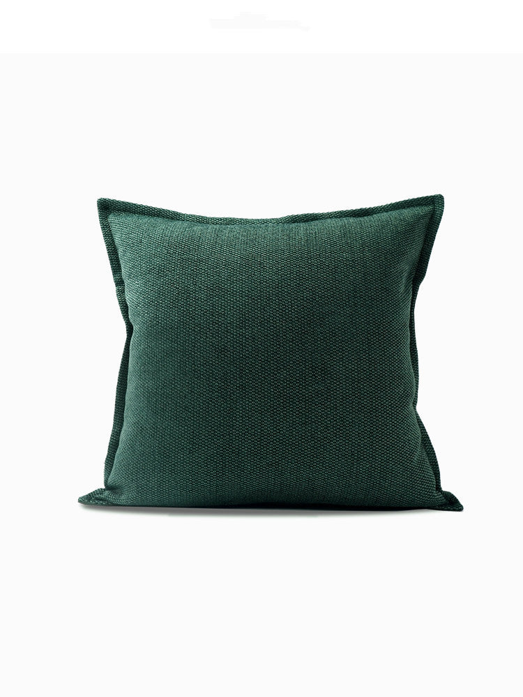 KTX-813075 Modern Dark Green Cotton and Linen Square Pillow - Multiple Sizes Available
