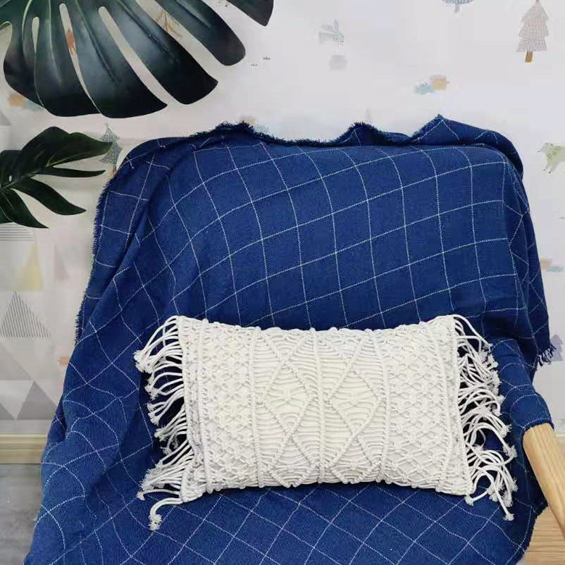 KTX-813203 Nordic Woven Office Waist Pillow in Geometric Patterns - Cotton and PP Cotton Filling, 30x45cm