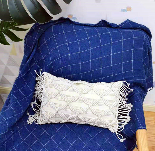 KTX-813203 Nordic Woven Office Waist Pillow in Geometric Patterns - Cotton and PP Cotton Filling, 30x45cm
