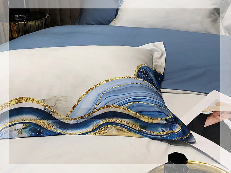 KTX-813715 Digital Printed Cotton Four-Piece Bed Set with Geometric Pattern for 1.8m Bed