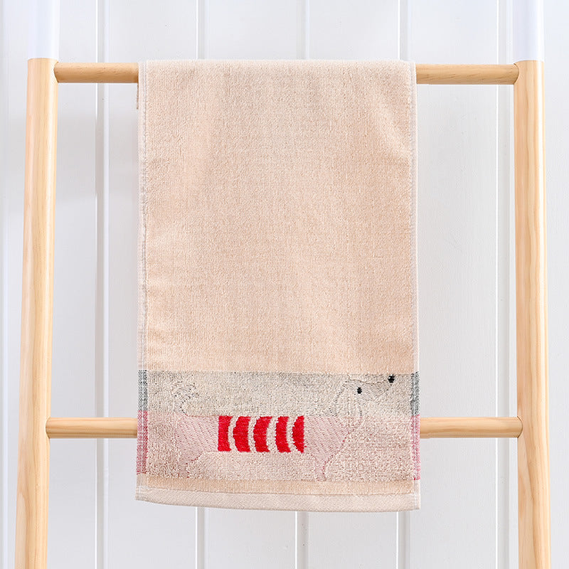 KTX-813971 Soft Absorbent Baby Face Towel - Pure Cotton Dachshund Design in Blue, Pink, and Khaki